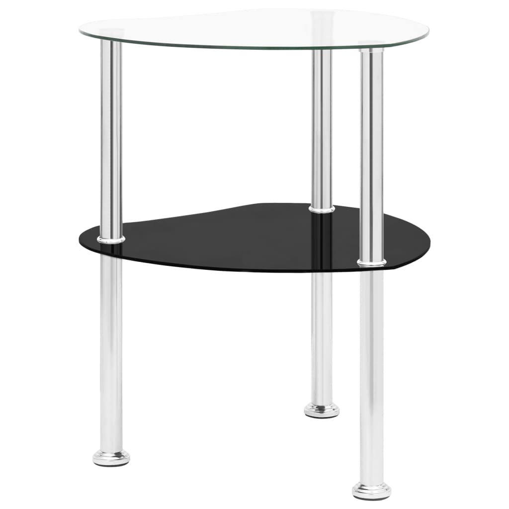 vidaXL Bočni stolić s 2 razine prozirni i crni 38x38x50 cm stakleni