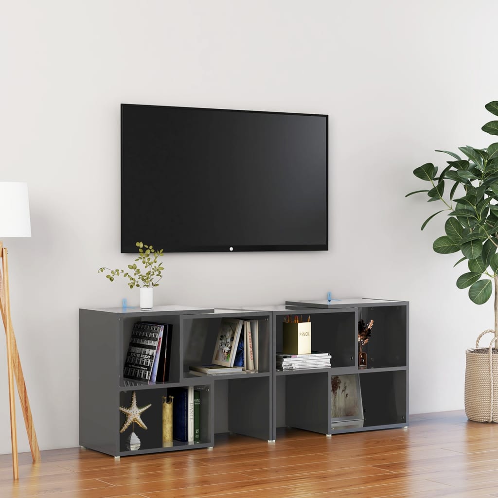 vidaXL TV ormarić visoki sjaj sivi 104 x 30 x 52 cm konstruirano drvo