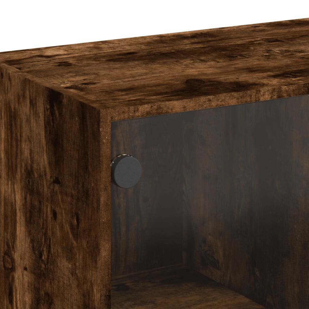 vidaXL Bočni ormarić sa staklenim vratima boja hrasta 68x37x75,5 cm