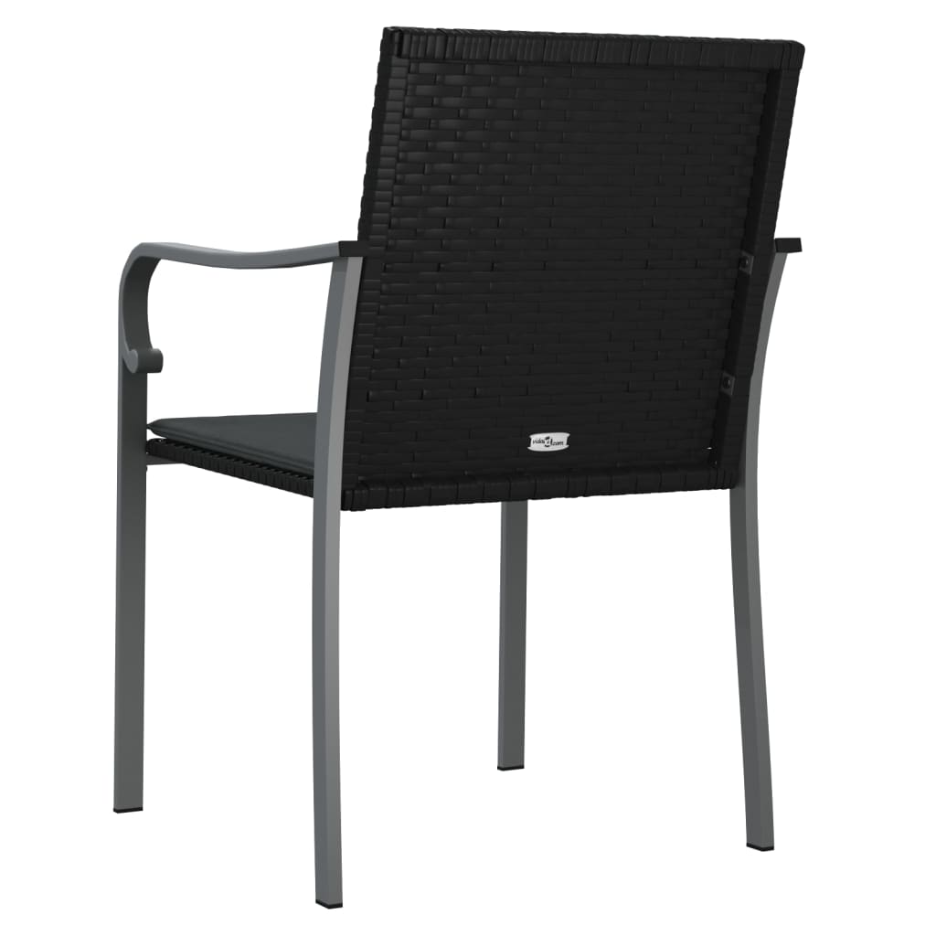vidaXL Vrtne stolice s jastucima 6 kom crne 56x59x84 cm od poliratana