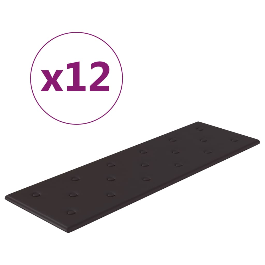 vidaXL Zidne ploče 12 kom Crna 90 x 30 cm umjetna koža 3,24 m²