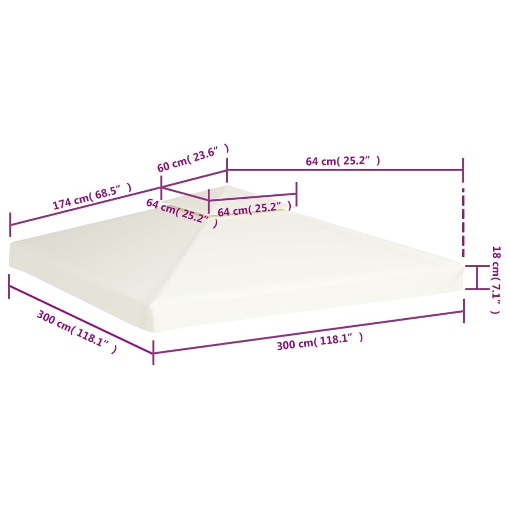 vidaXL Zamjenski pokrov za sjenicu 310 g/m² krem bijeli 3 x 3 m