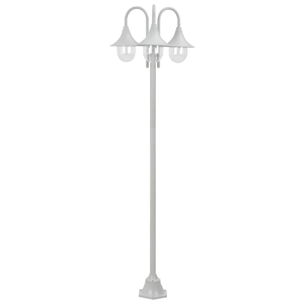 vidaXL Vrtna trostruka stupna svjetiljka od aluminija E27 220 cm bijela