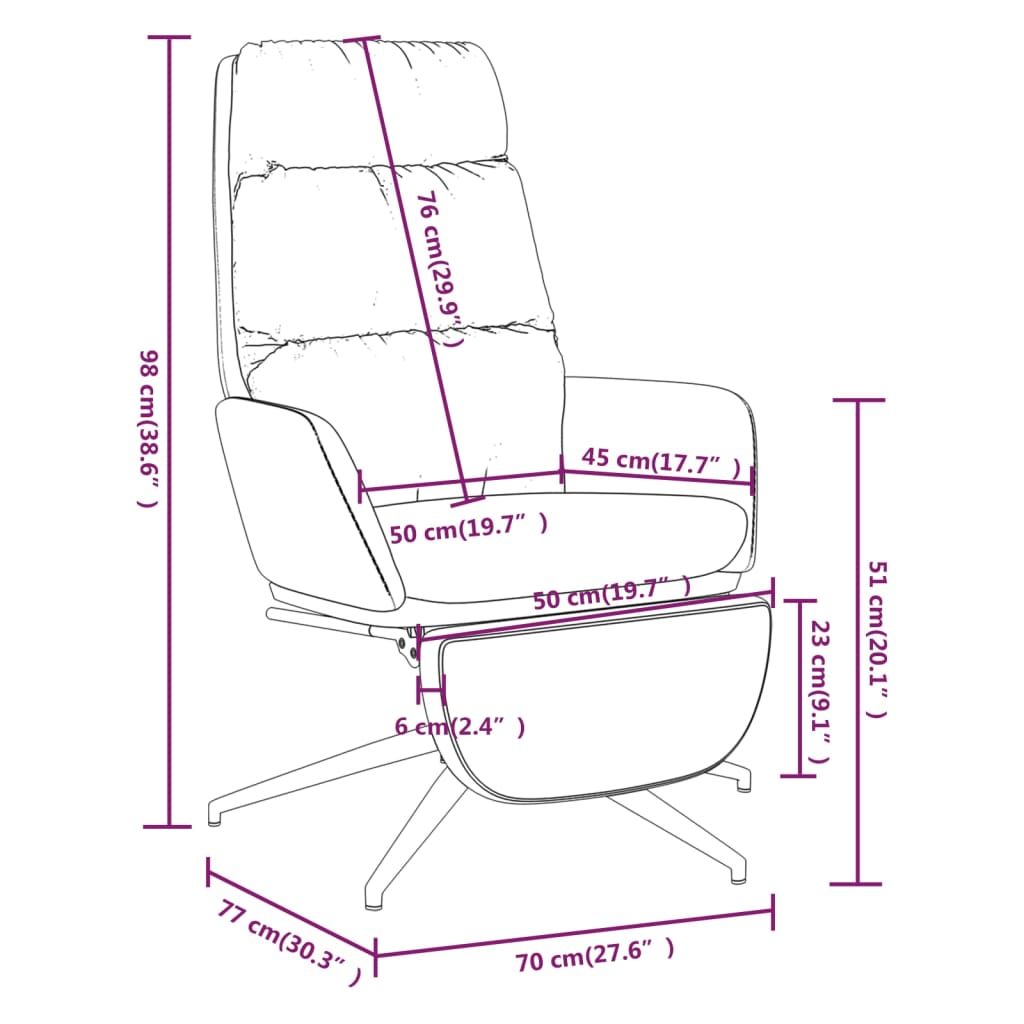 vidaXL Stolica za opuštanje s osloncem za noge krem od tkanine