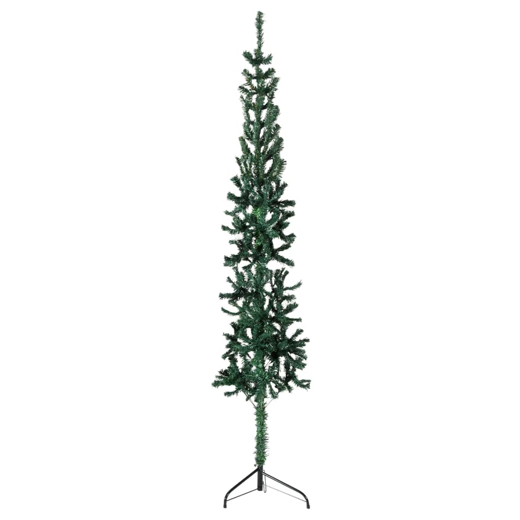 vidaXL Tanka umjetna polovica božićnog drvca sa stalkom zelena 210 cm