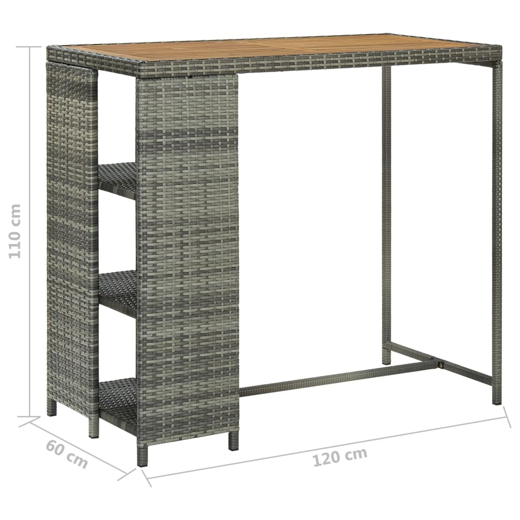 vidaXL Barski stol sa stalkom za pohranu sivi 120x60x110 cm poliratan