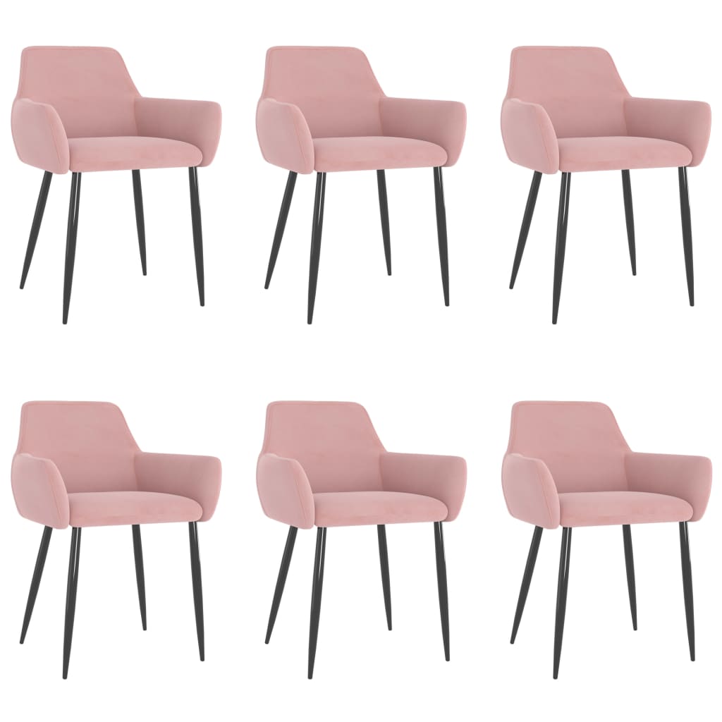 vidaXL Blagovaonske stolice 6 kom ružičaste baršunaste