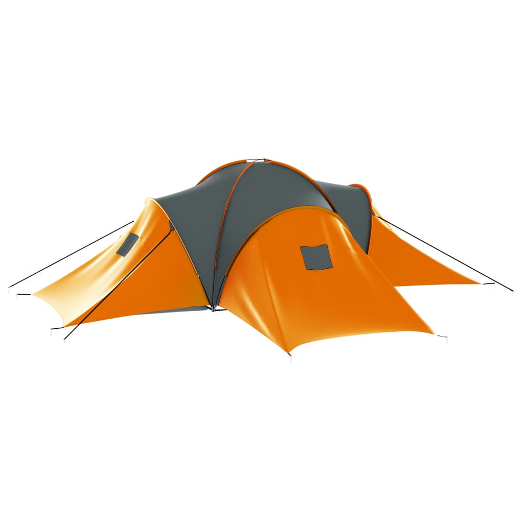 vidaXL Šator za kampiranje za 9 osoba sivo-narančasti od tkanine