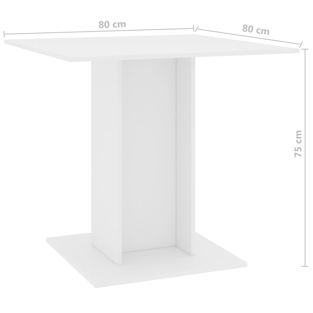 vidaXL Blagovaonski stol bijeli 80 x 80 x 75 cm od iverice