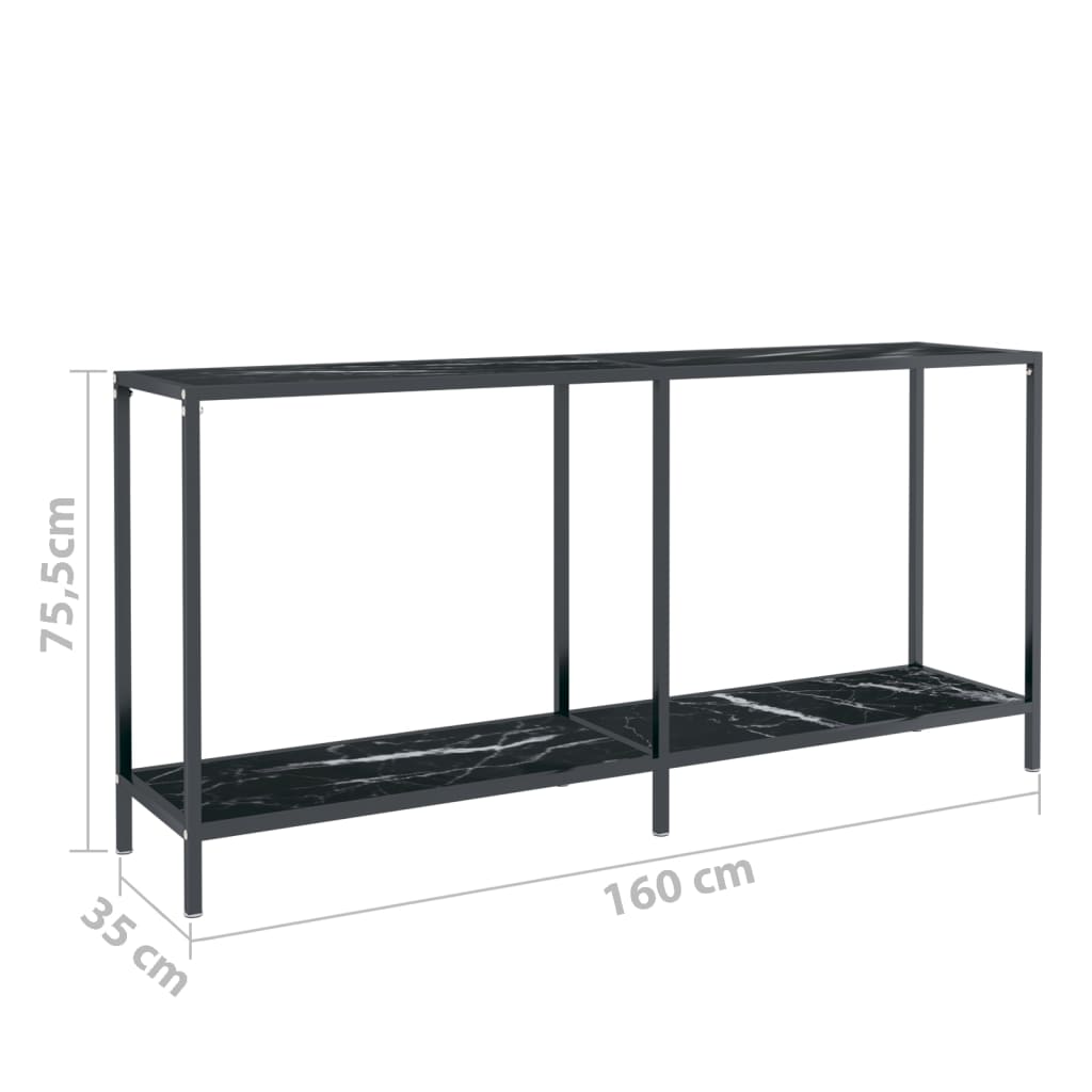 vidaXL Konzolni stol crni 160 x 35 x 75,5 cm od kaljenog stakla