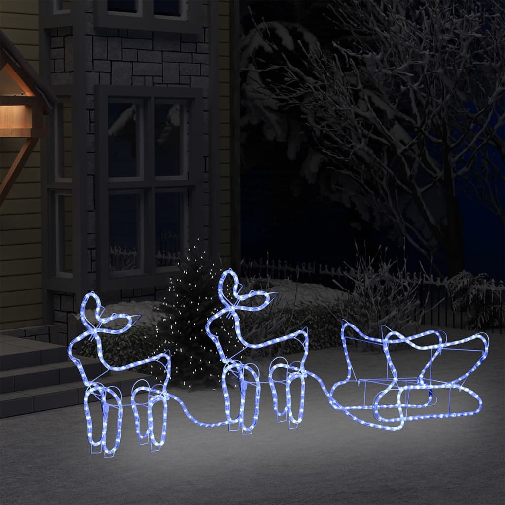 vidaXL Ukrasni božićni sobovi i sanjke vanjski s 576 LED žarulja