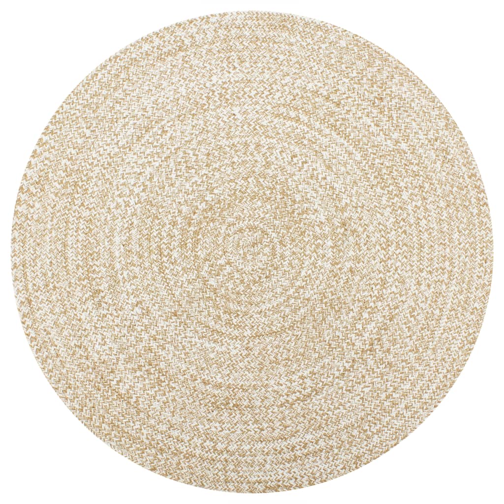 vidaXL Ručno rađeni tepih od jute bijele i prirodne boje 150 cm