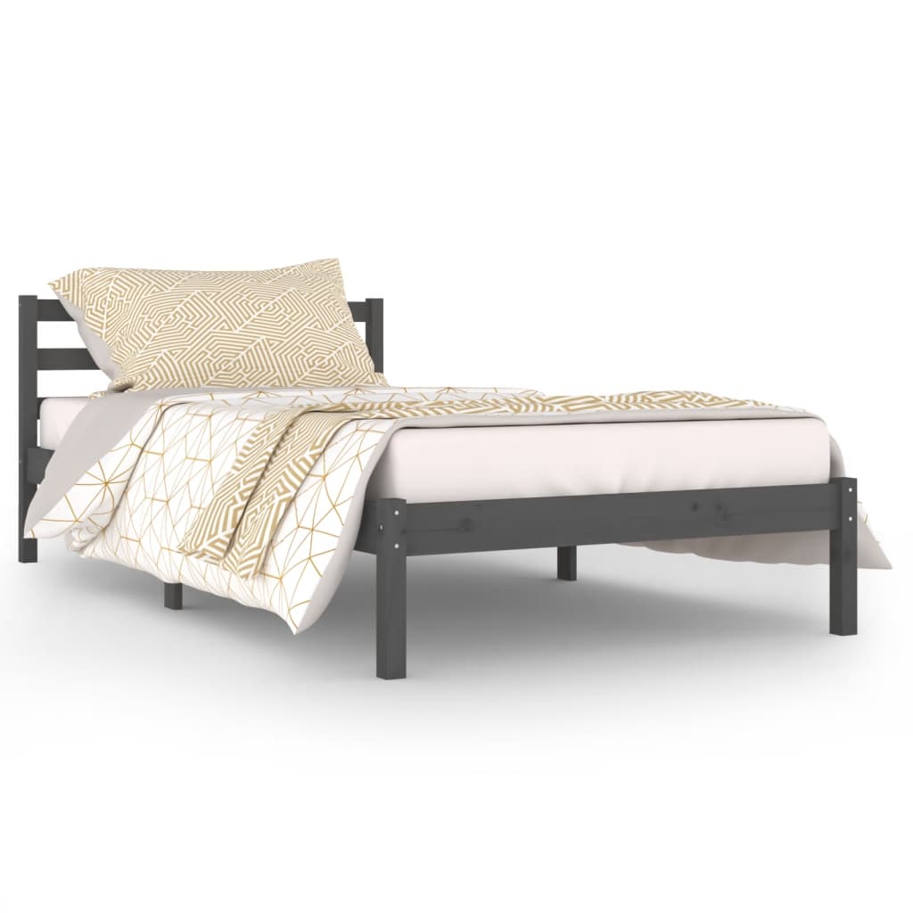 vidaXL Okvir za krevet od masivne borovine 100 x 200 cm sivi
