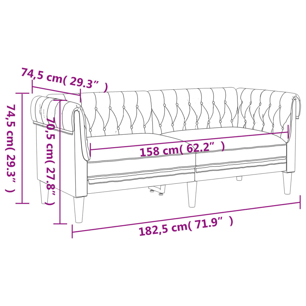vidaXL 2-dijelni set sofa krem od tkanine