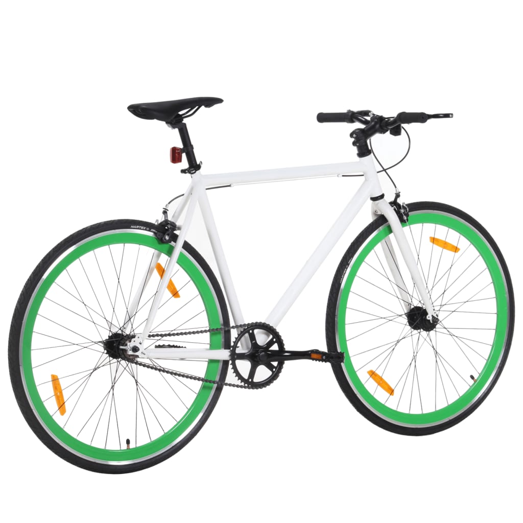 vidaXL Bicikl s fiksnim zupčanikom bijelo-zeleni 700c 59 cm