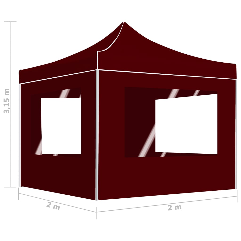 vidaXL Sklopivi šator za zabave sa zidovima aluminijski 2 x 2 m bordo