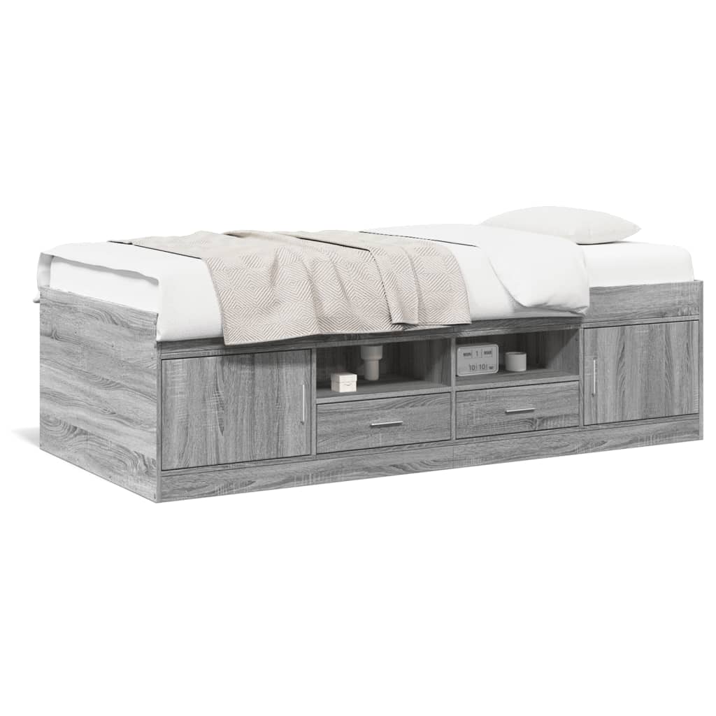 vidaXL Dnevni krevet s ladicama boja sivog hrasta 75 x 190 cm drveni