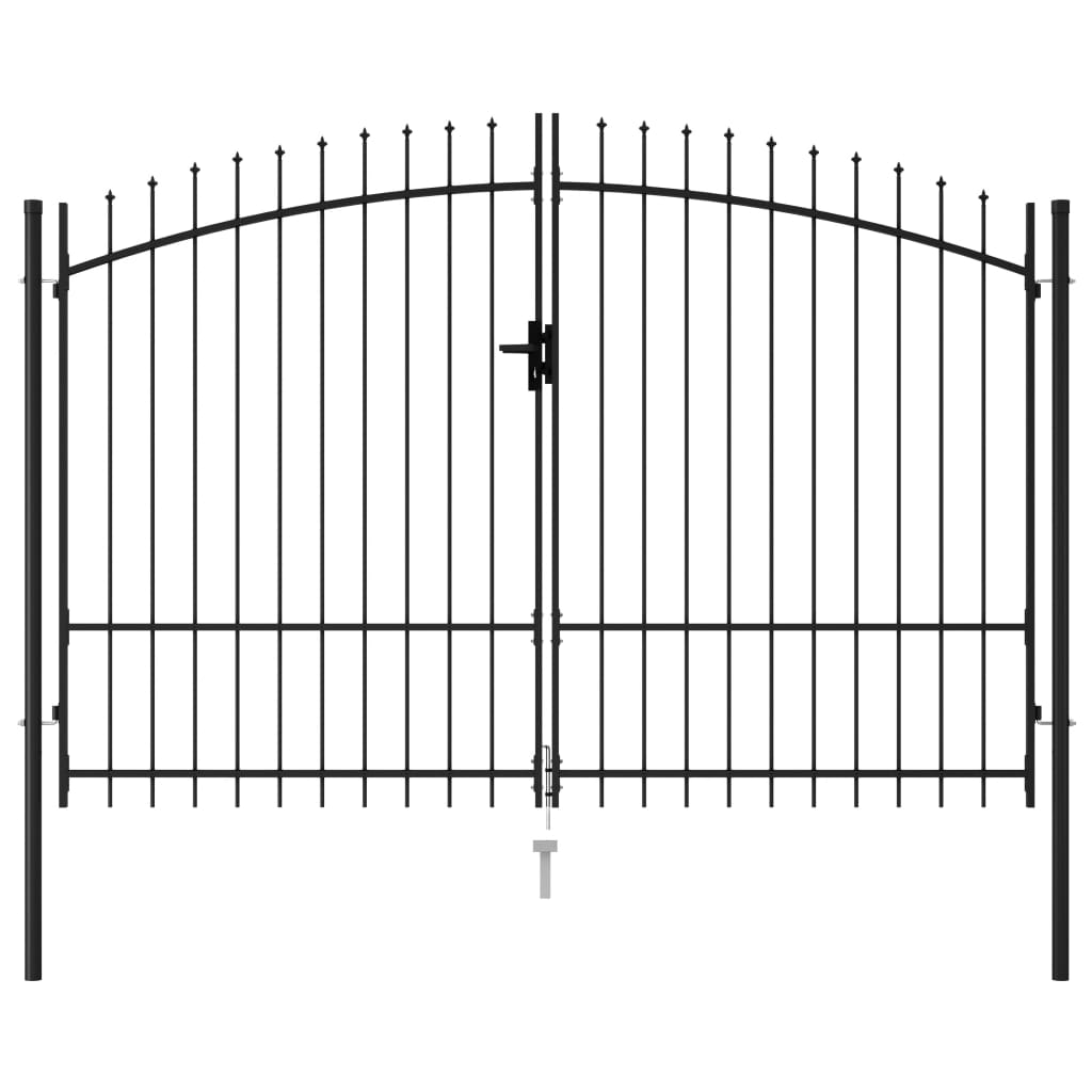 vidaXL Dvostruka vrata za ogradu sa šiljcima na vrhu 3 x 2 m crna