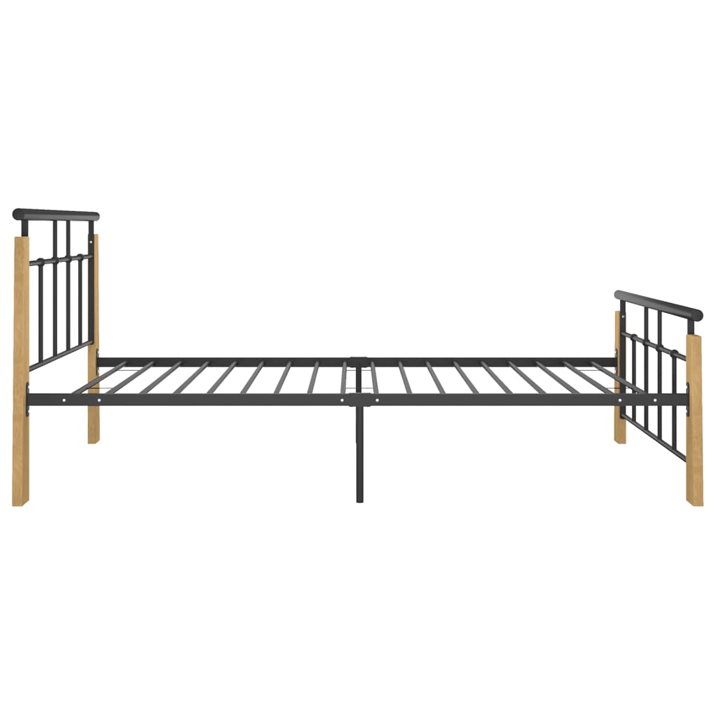 vidaXL Okvir za krevet od metala i masivne hrastovine 100 x 200 cm
