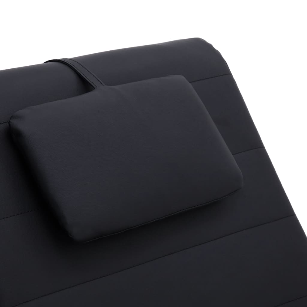 vidaXL Masažna ležaljka od umjetne kože s jastukom crna