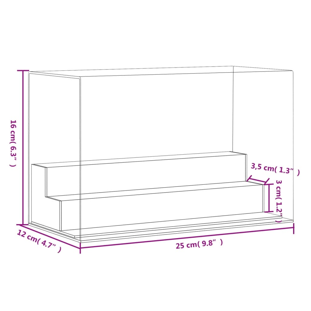 vidaXL Kutija za izlaganje prozirna 25 x 12 x 16 cm akrilna