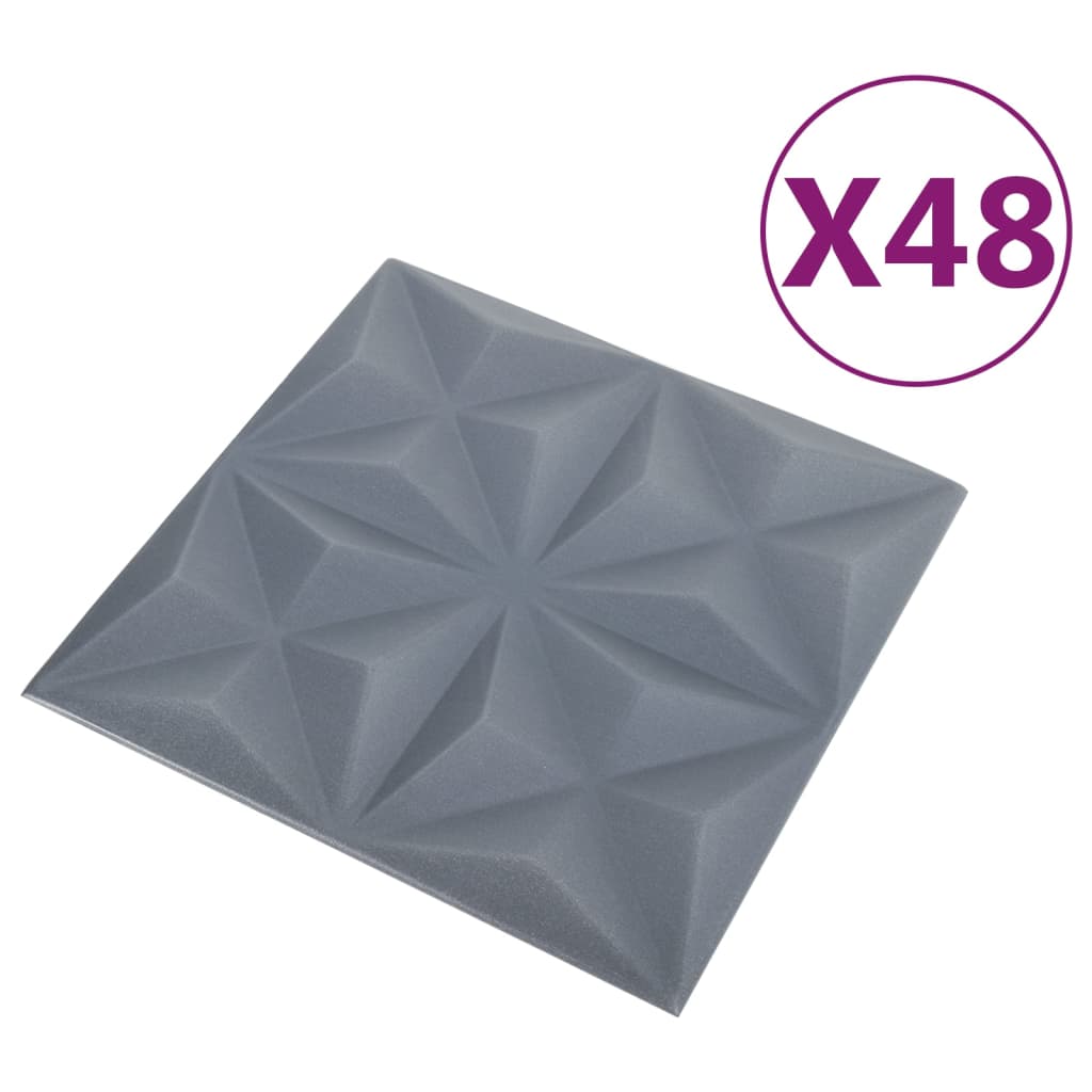 vidaXL 3D zidni paneli 48 kom 50 x 50 cm origami sivi 12 m²