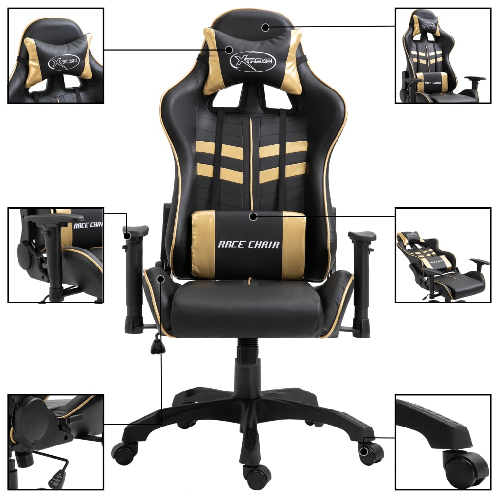 vidaXL Igraća stolica od umjetne kože zlatna