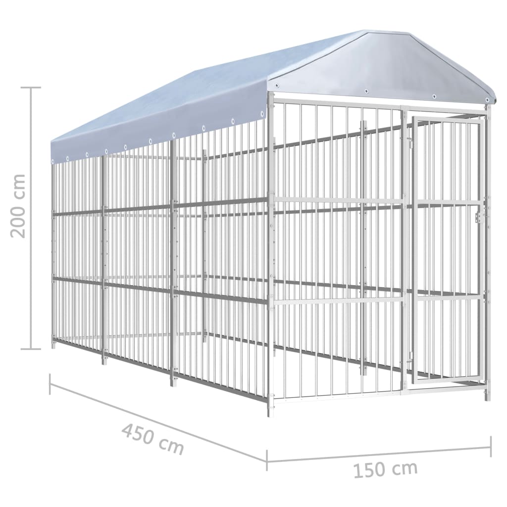 vidaXL Vanjski kavez za pse s krovom 450 x 150 x 200 cm
