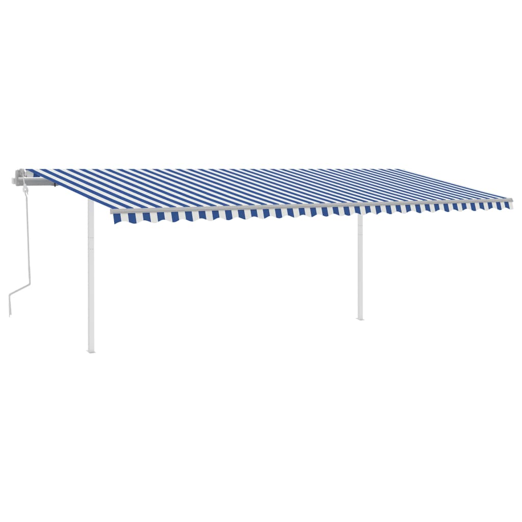 vidaXL Tenda na ručno uvlačenje sa stupovima 6 x 3 m plavo-bijela
