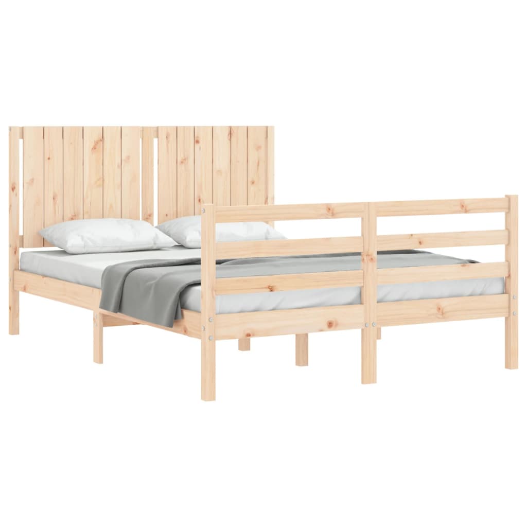 vidaXL Okvir kreveta s uzglavljem 140 x 190 cm od masivnog drva