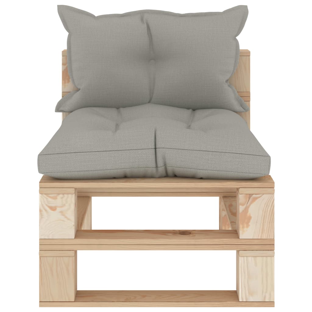 vidaXL Srednja vrtna sofa od paleta sa smeđesivim jastucima drvena