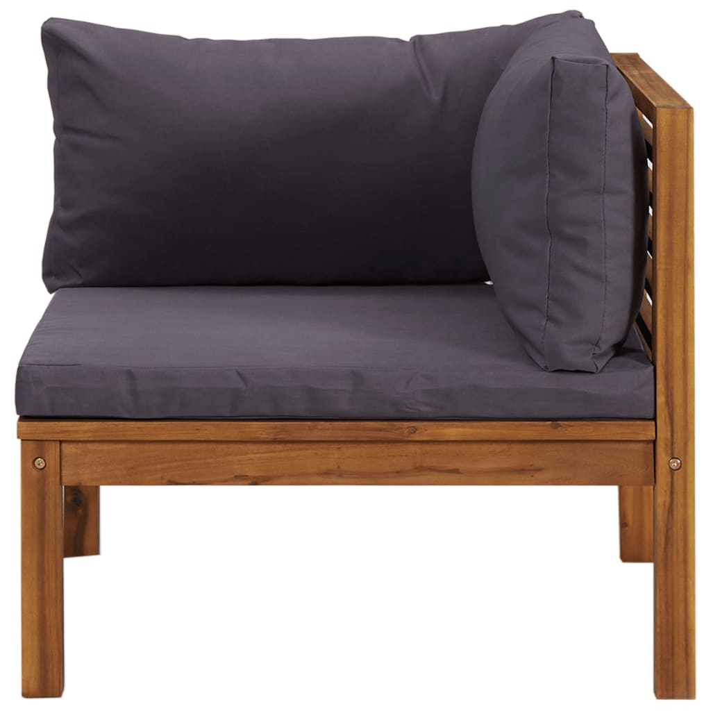 vidaXL Modularna kutna sofa s tamnosivim jastucima bagremovo drvo