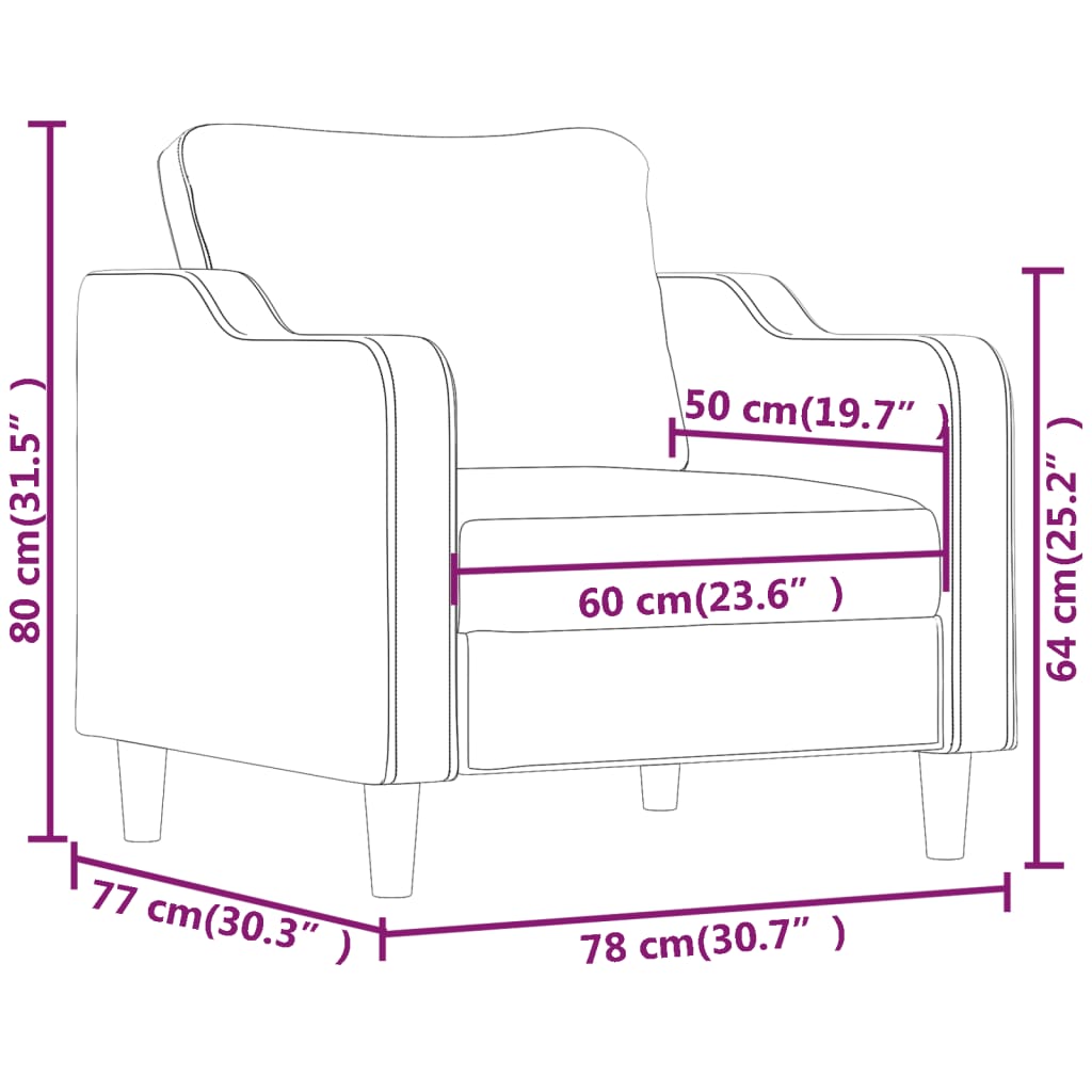 vidaXL Fotelja krem 60 cm Tkanina