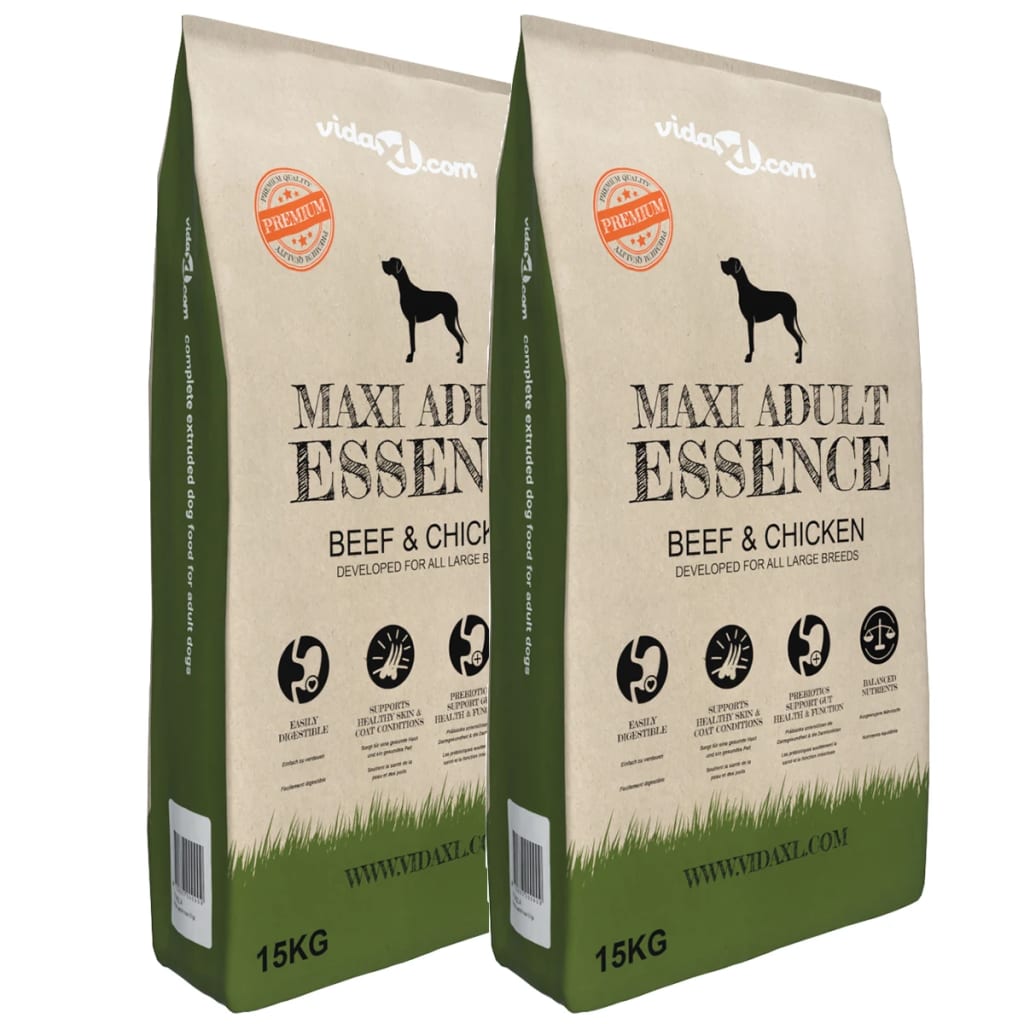 vidaXL Premium suha hrana za pse Maxi Adult Essence Beef & Chicken 2 kom 30 kg