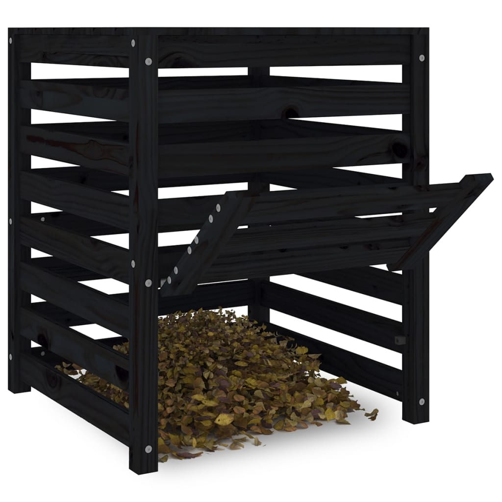 vidaXL Komposter crni 63,5 x 63,5 x 77,5 cm od masivne borovine
