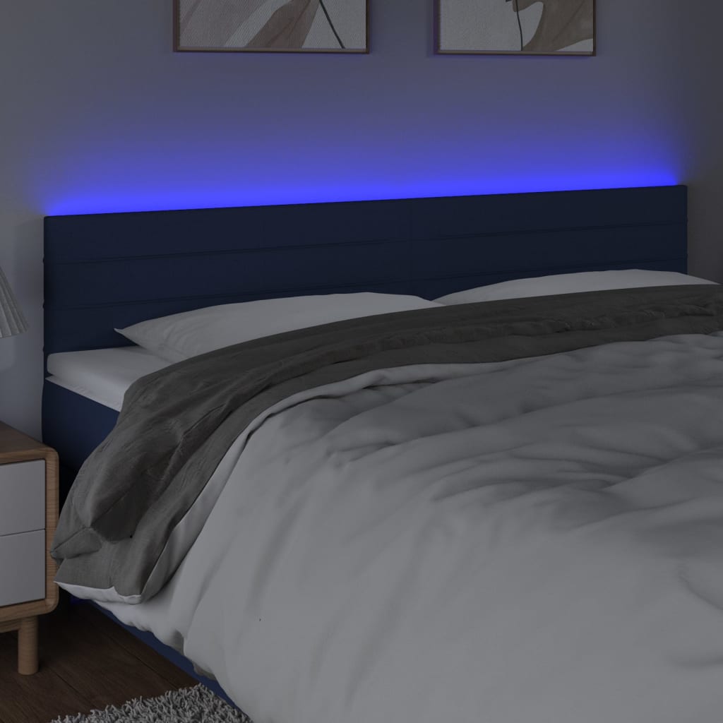 vidaXL LED uzglavlje plavo 180x5x78/88 cm od tkanine