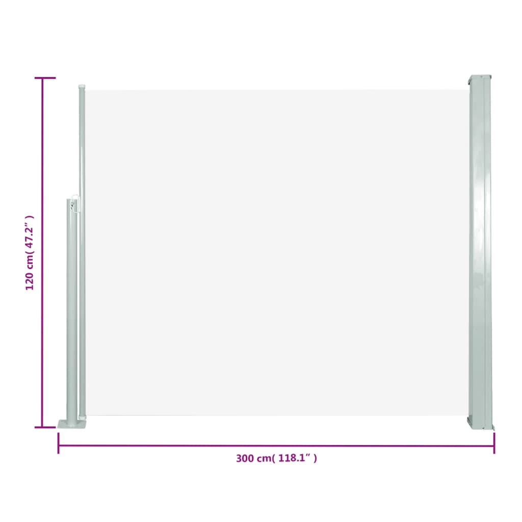 vidaXL Uvlačiva bočna tenda 120 x 300 cm krem