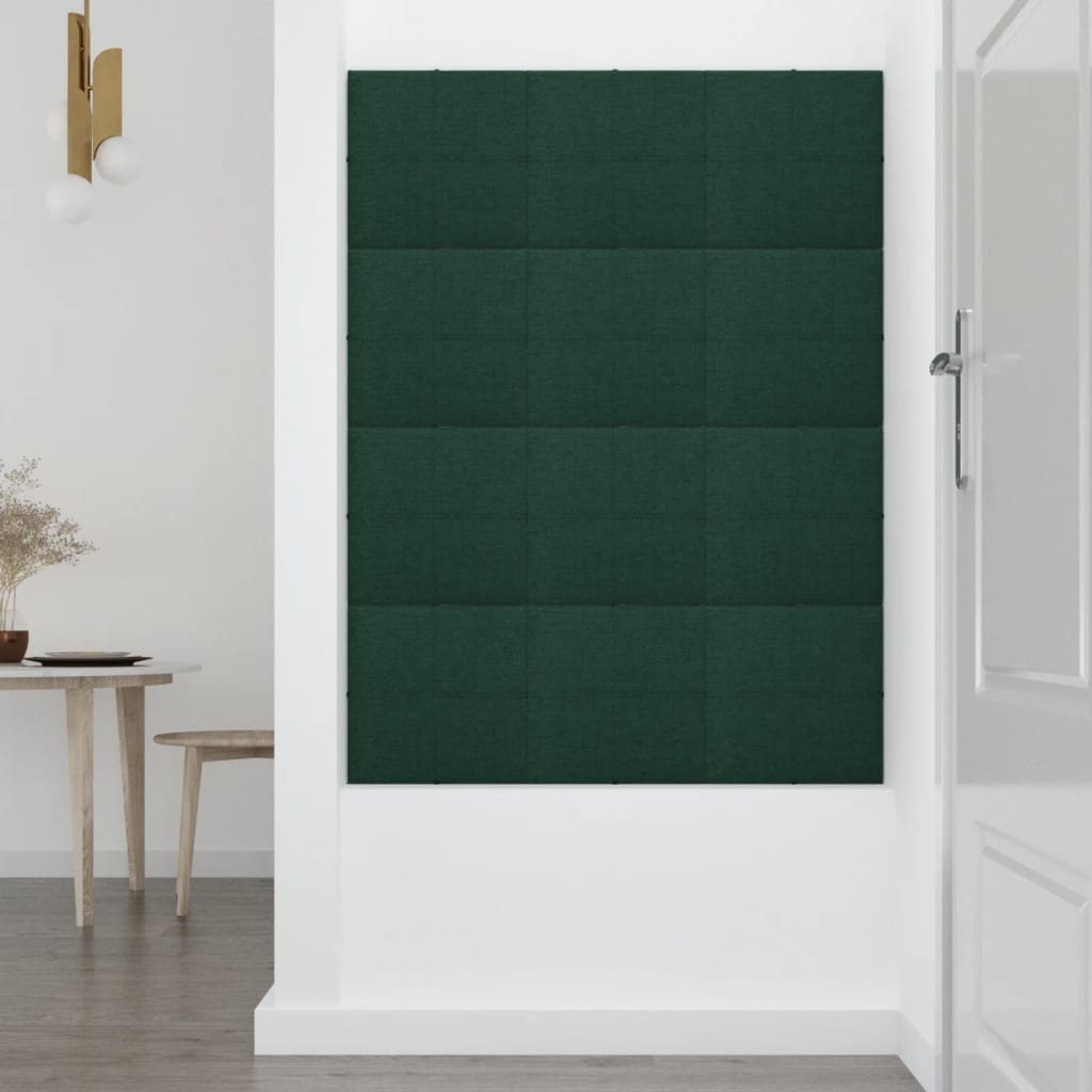 vidaXL Zidne ploče od tkanine 12 kom tamnozelene 30 x 30 cm 1,08 m²