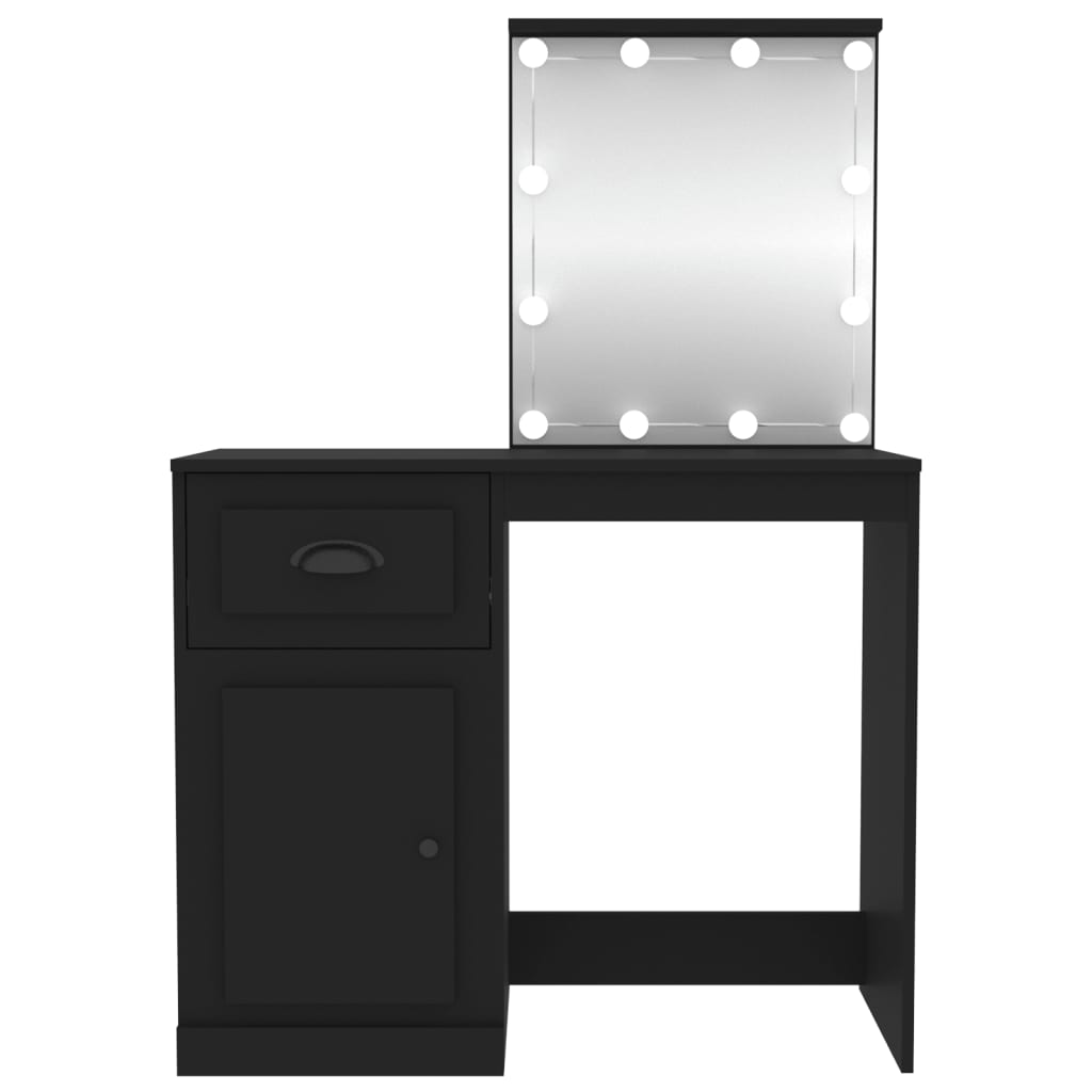 vidaXL Toaletni stolić LED crni 90 x 50 x 132,5 cm konstruirano drvo