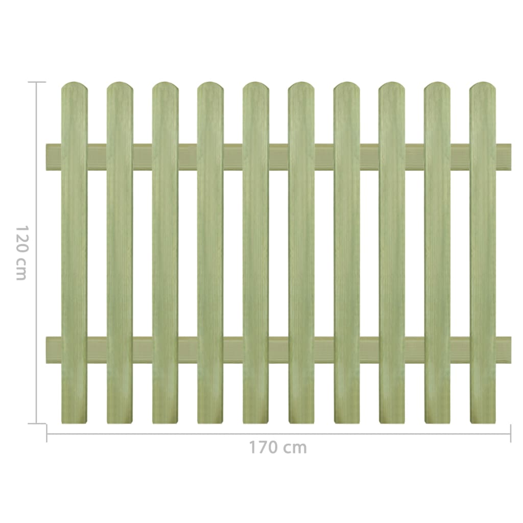 vidaXL Ograda od kolaca od impregnirane borovine 170 x 120 cm 6/9 cm