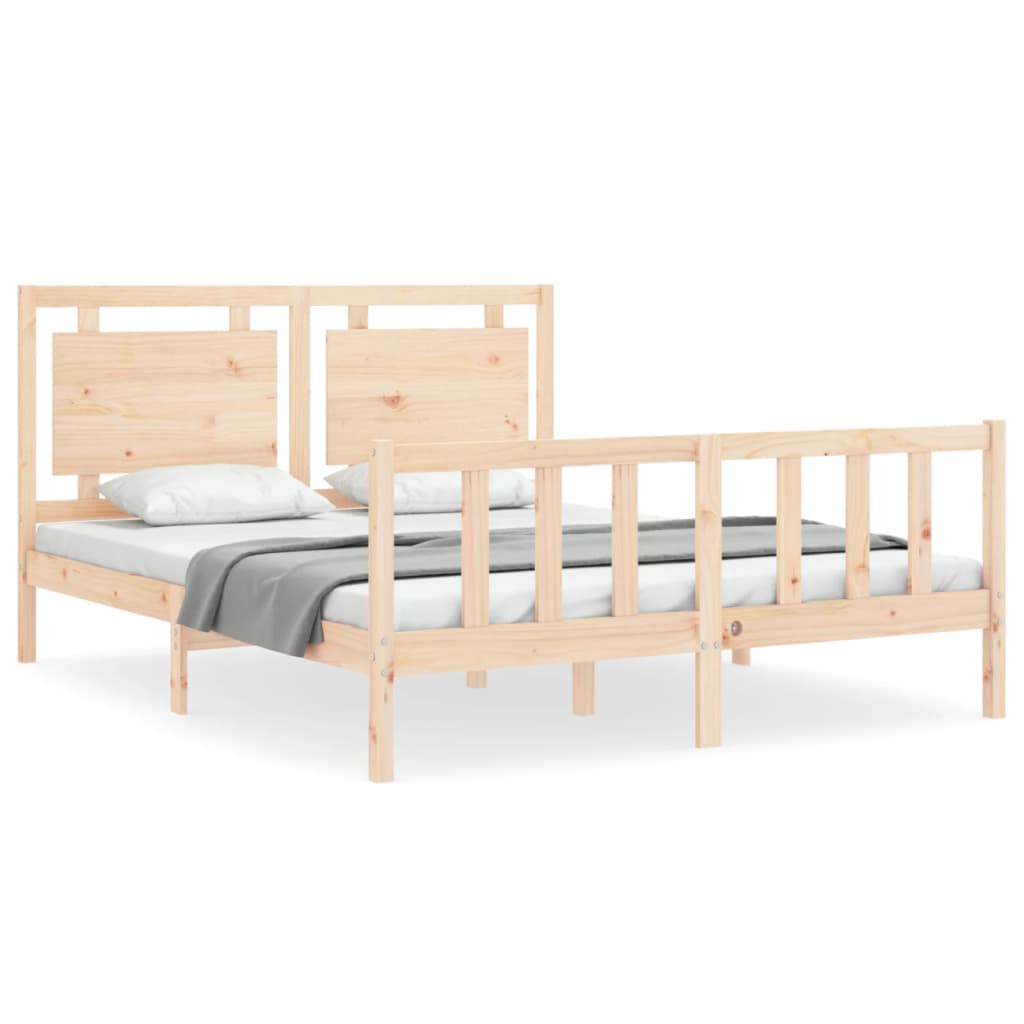 vidaXL Okvir kreveta s uzglavljem 160 x 200 cm od masivnog drva
