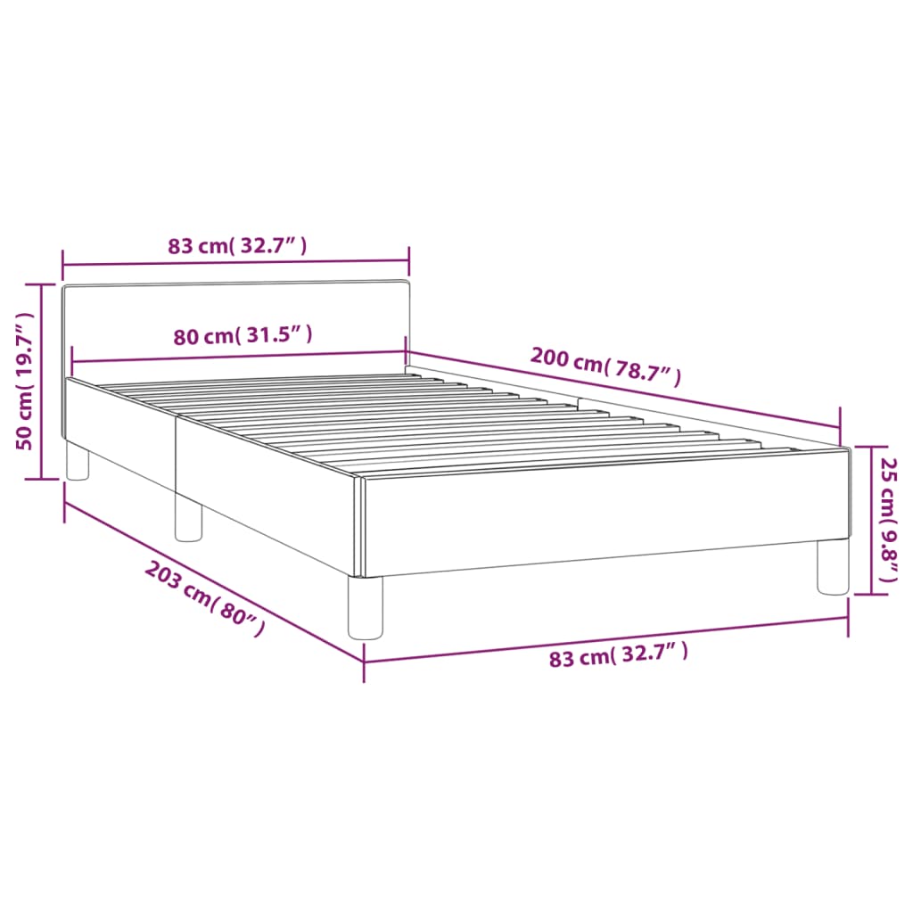 vidaXL Okvir za krevet s uzglavljem smeđi 80 x 200 cm od umjetne kože