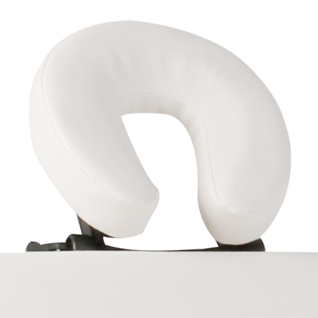 vidaXL Krem bijeli sklopivi stol za masažu s 3 zone i drvenim okvirom