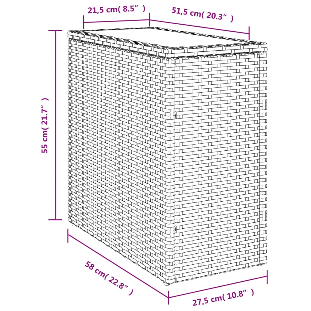 vidaXL Vrtni stol sa staklenom pločom bež 58x27,5x55 cm od poliratana