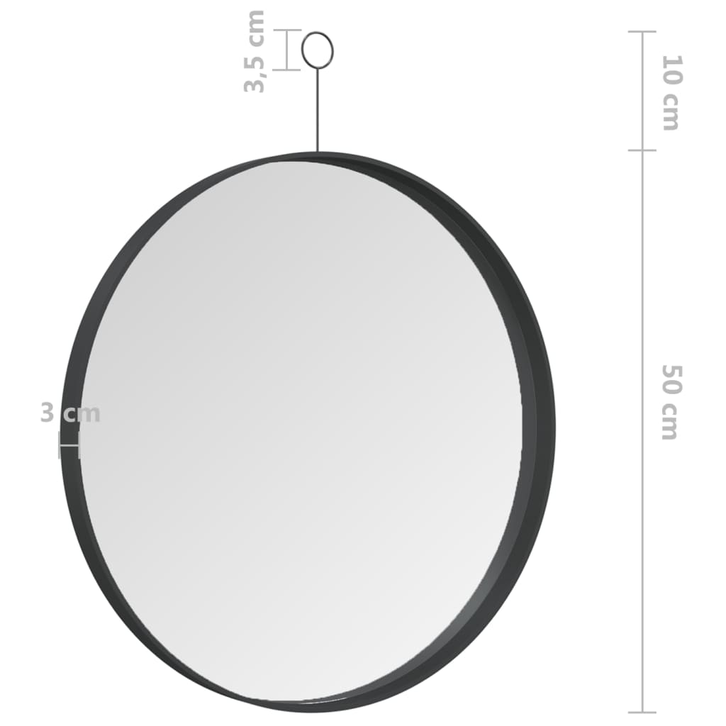 vidaXL Viseće ogledalo s kukom crno 50 cm