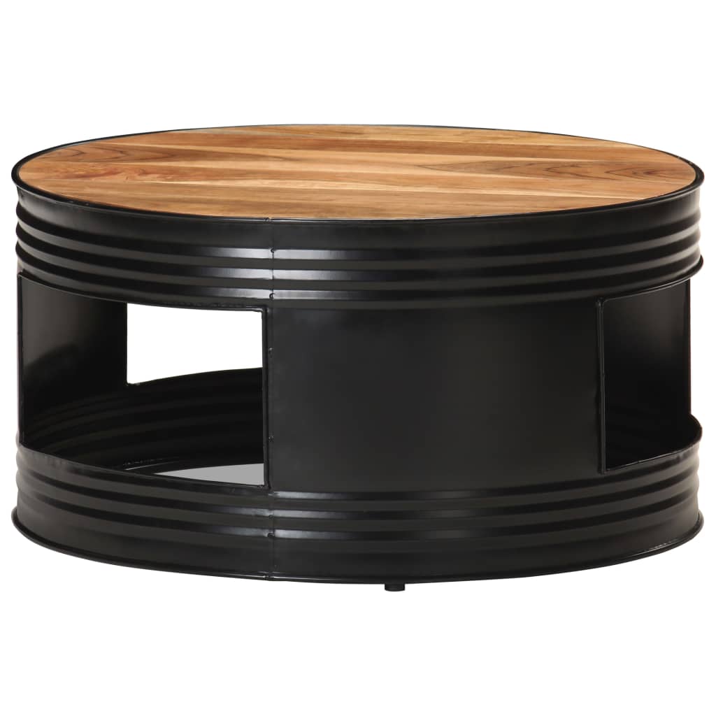 vidaXL Stolić za kavu crni 68 x 68 x 36 cm od masivnog bagremovog drva