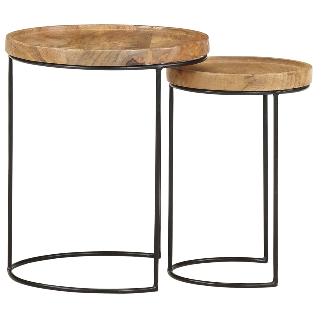 vidaXL 2-dijelni set stolića za kavu od masivnog drva manga i čelika