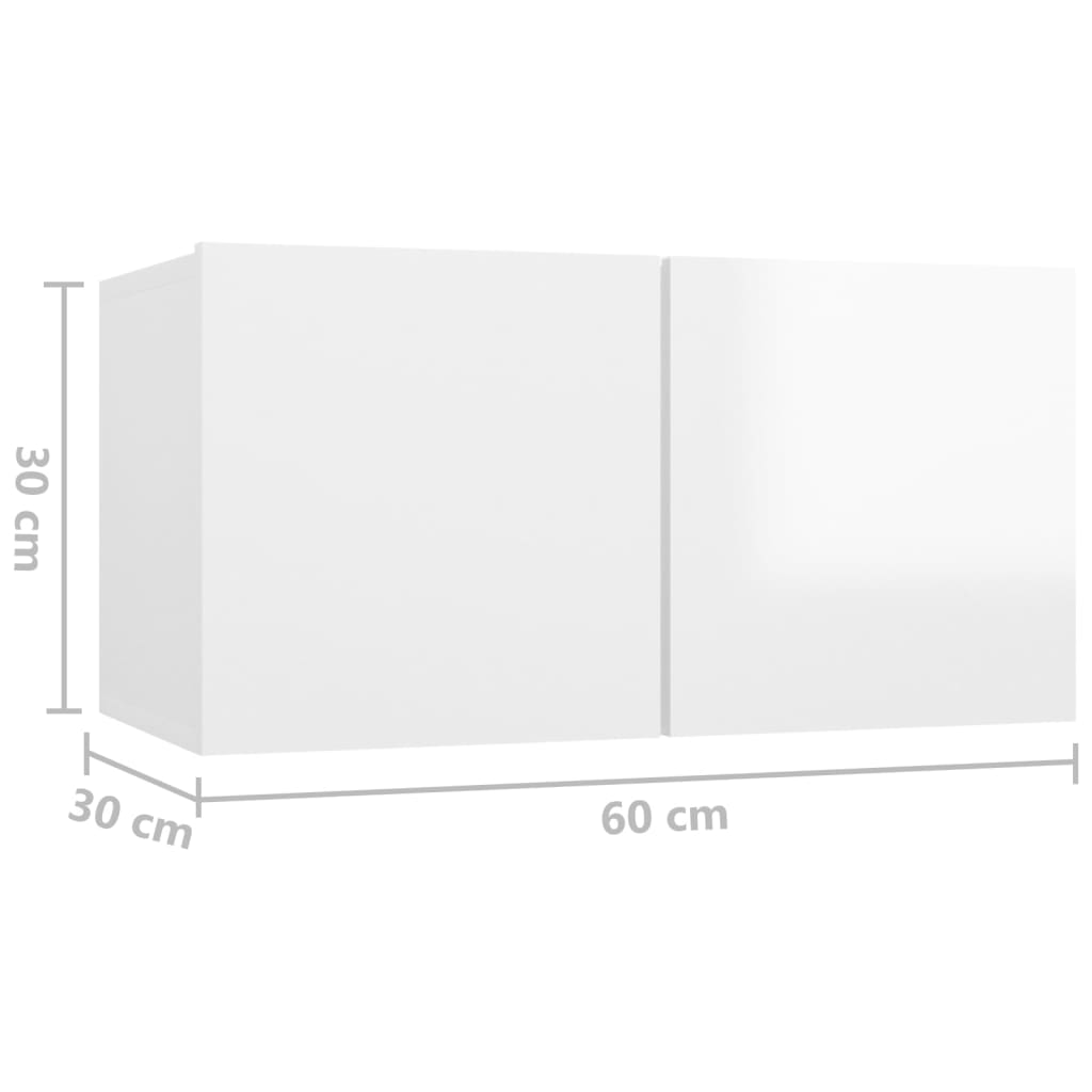 vidaXL Viseći TV ormarići 3 kom visoki sjaj bijeli 60 x 30 x 30 cm