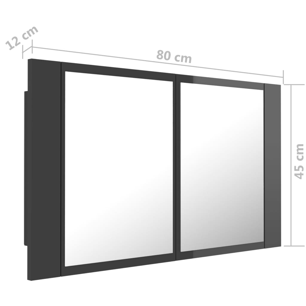 vidaXL LED kupaonski ormarić s ogledalom sjajni sivi 80x12x45 akrilni