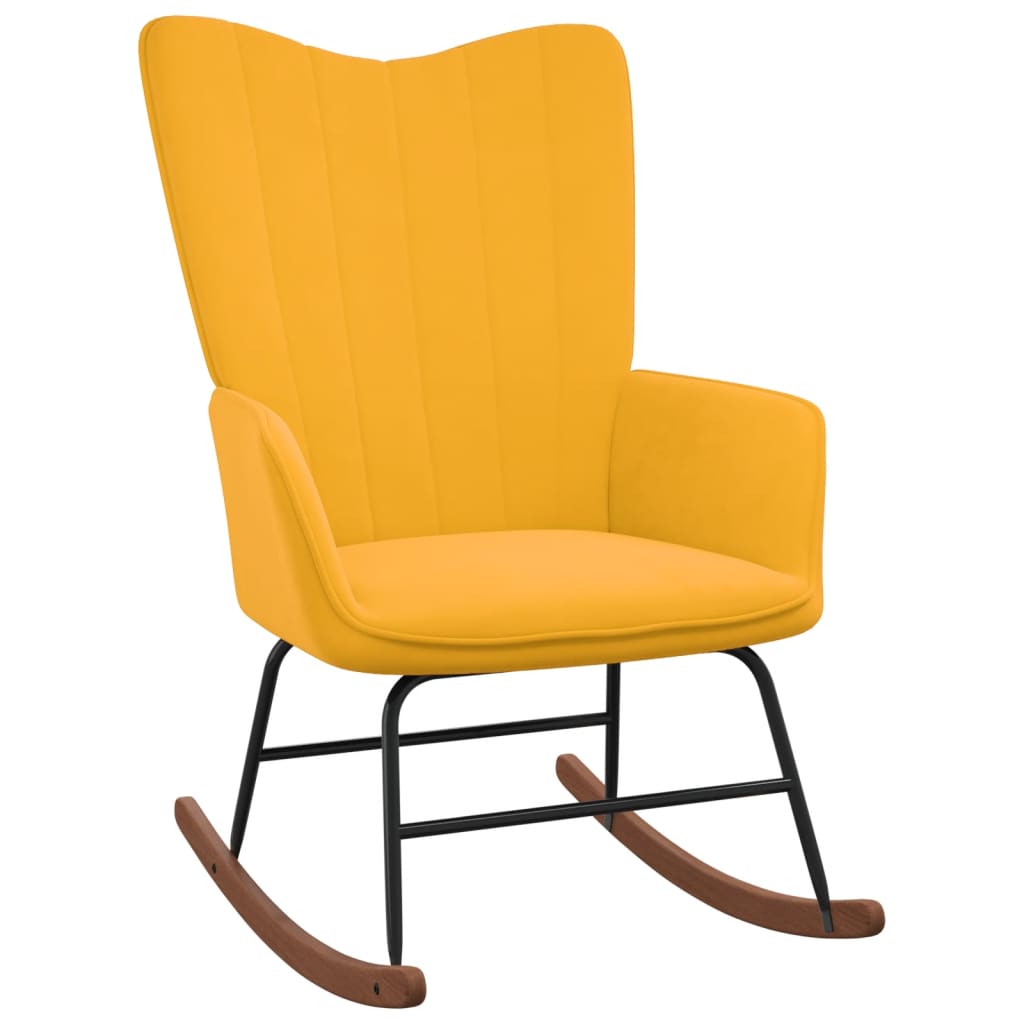 vidaXL Stolica za ljuljanje s osloncem za noge boja senfa baršunasta